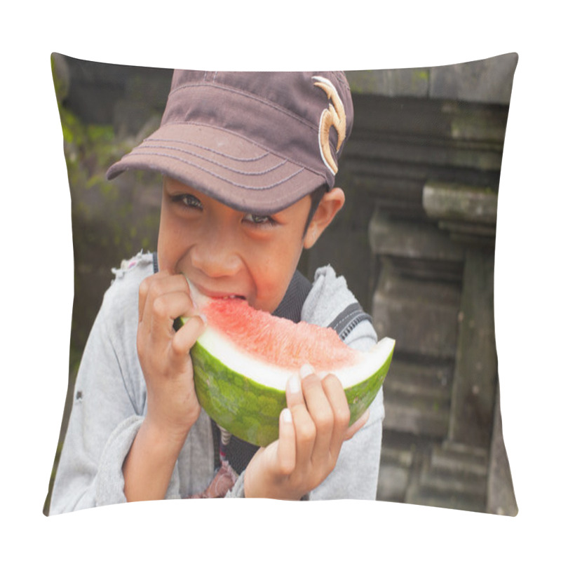 Personality  Balinese Boy Eating Watermelon Pillow Covers