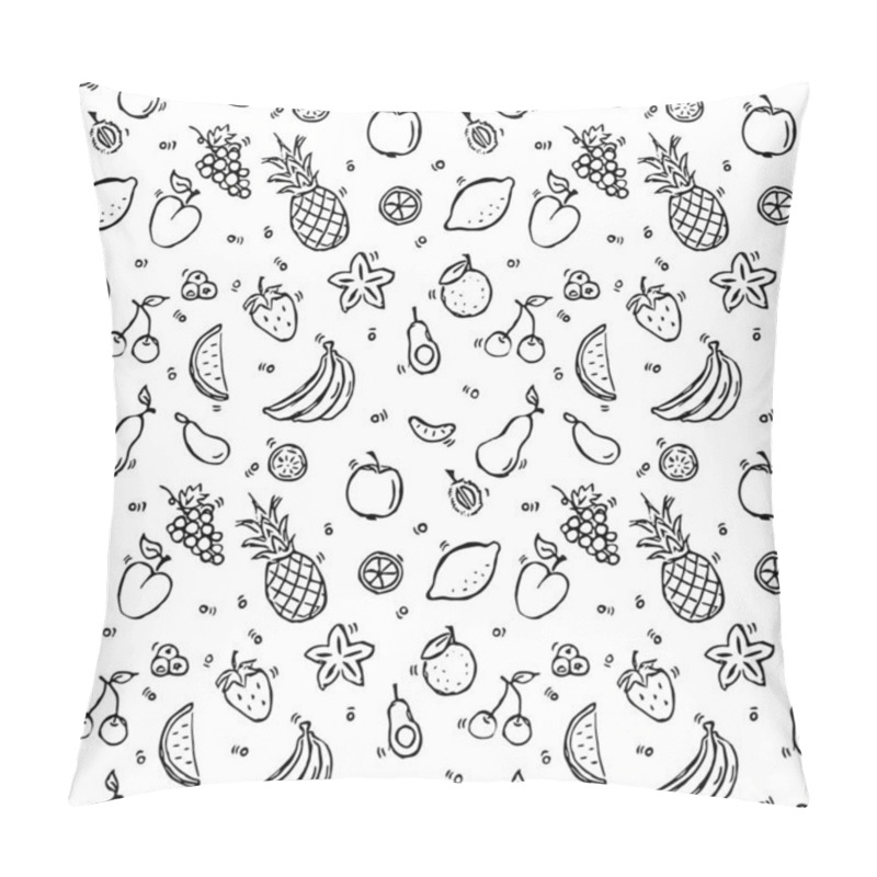 Personality  Seamless Fruits And Vegetables Vector Pattern. Doodle Vector With Fruits And Vegetables Icons On White Background. Vintage Vegan Pattern, Sweet Elements Background For Your Project, Menu, Cafe Shop. Pillow Covers