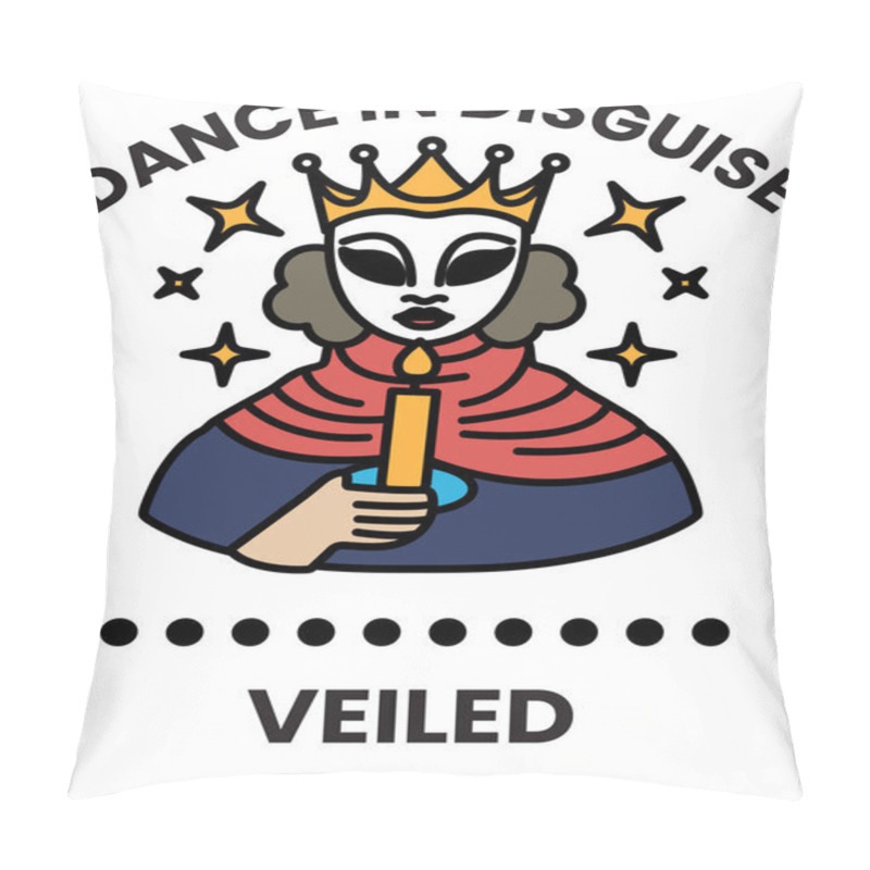 Personality  Illustration In Concept Of Dance Mask In Line Illustration Style Pillow Covers