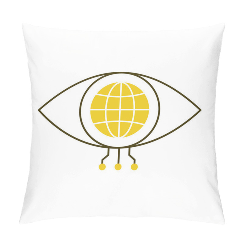 Personality  Global AI Vision Eye For Image Recognition Vector Icon Design, Global Systems, Object Detection, Digital Vision Pillow Covers