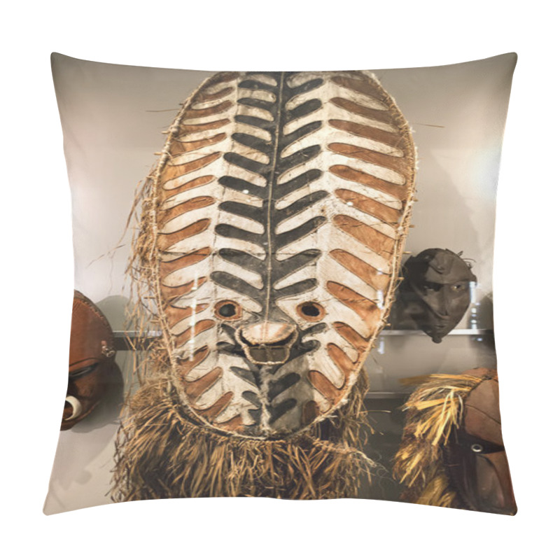 Personality  Primitive Tribal Shield And Masks At Museum Of Anthropology Pillow Covers