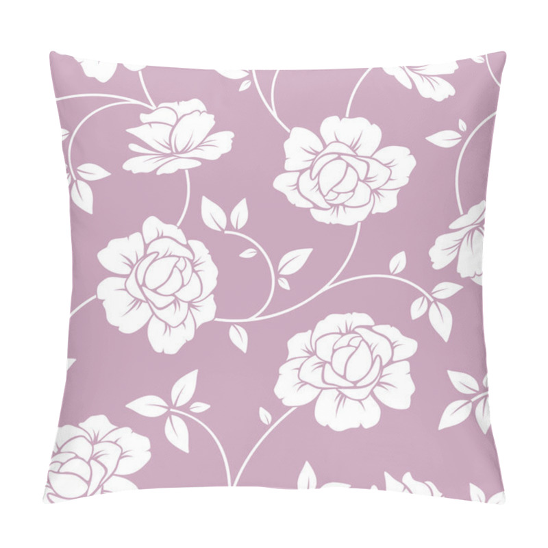 Personality  Seamless White Floral Pattern On Purple. Vector Illustration. Pillow Covers