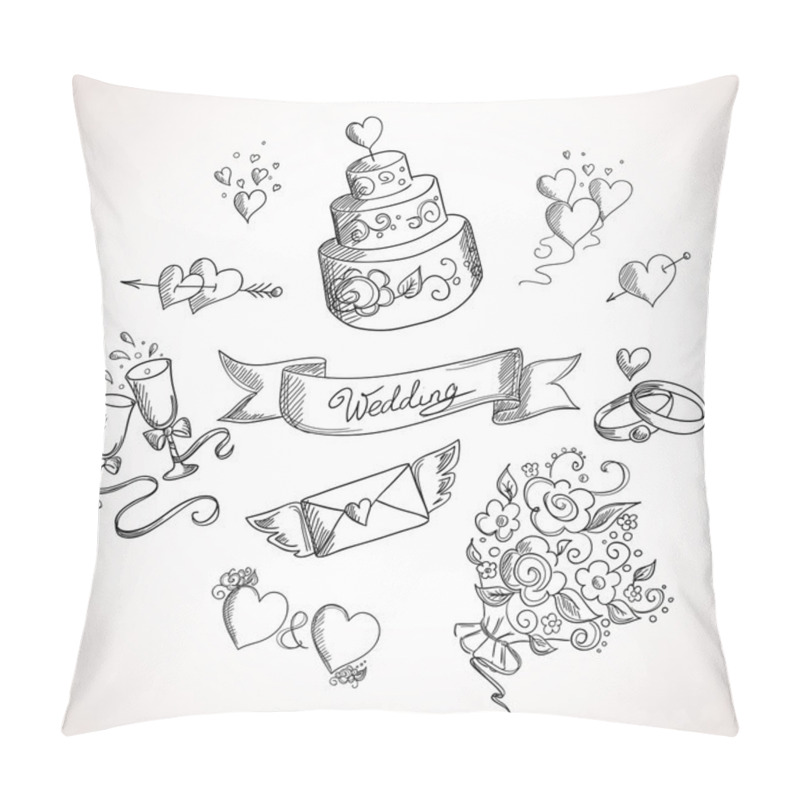 Personality  Sketch Of Wedding Design Elements Pillow Covers