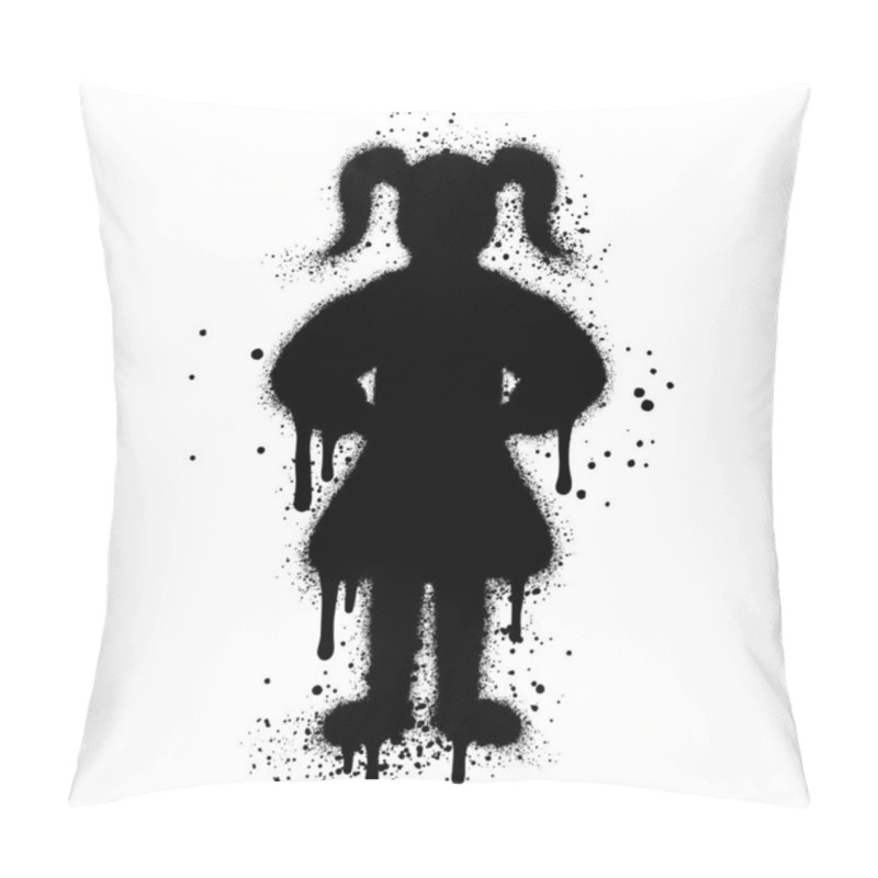 Personality  Girl Graffiti With Black Spray Paint. Pillow Covers