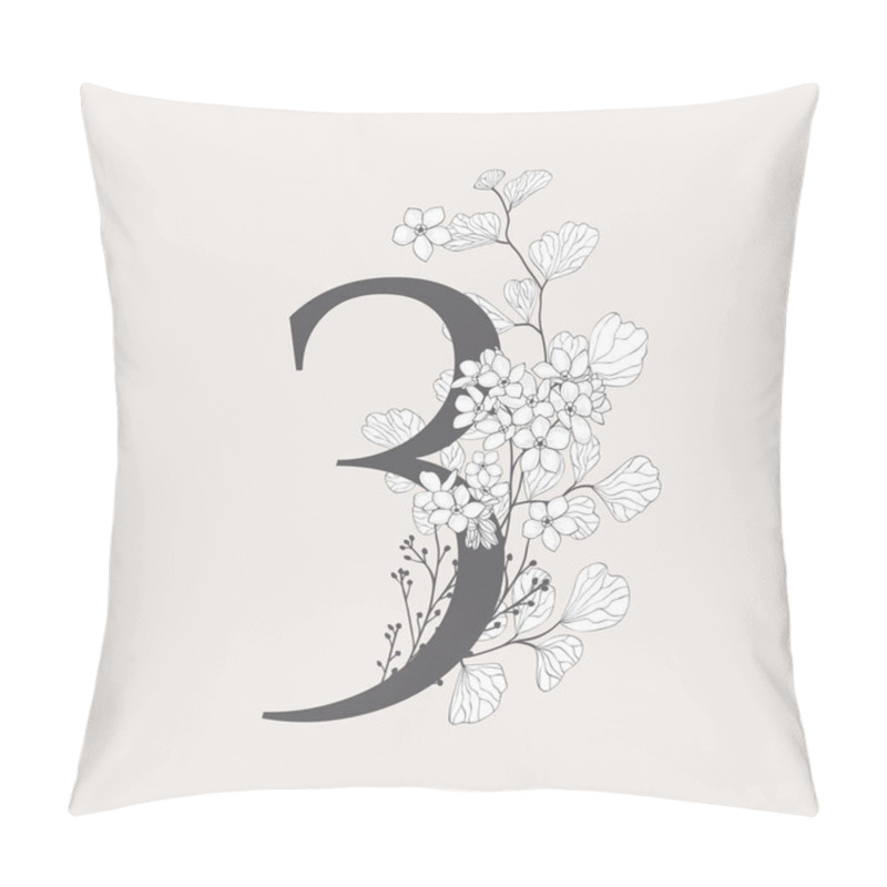 Personality  Vector Blooming Floral Number 3 Monogram And Logo Pillow Covers