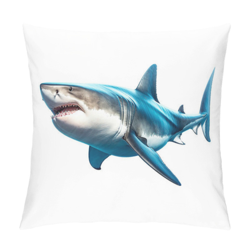 Personality  Great White Shark Isolated On White Background Pillow Covers