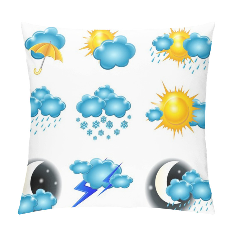 Personality  Weather Icon, Sun Clouds Cloud Pillow Covers