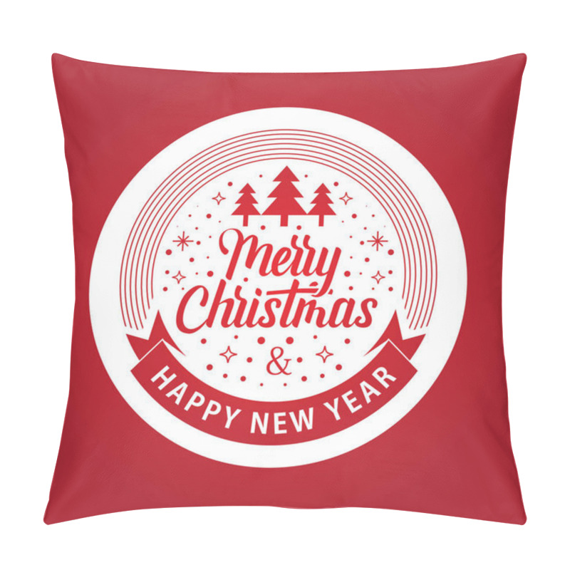 Personality  Merry Christmas Ribbon Circle Label Red Pillow Covers