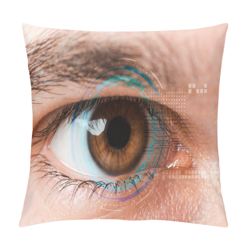 Personality  Cropped View Of Man Looking At Camera, Internet Security Concept Pillow Covers