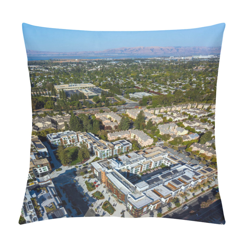 Personality  Aerial View Of Modern Mid-rise Apartment Buildings In An Urban Residential Neighborhood In Mountain View, California Pillow Covers