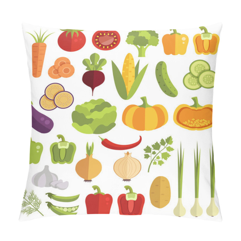 Personality  Vegetables Vector Flat Icons Set Pillow Covers