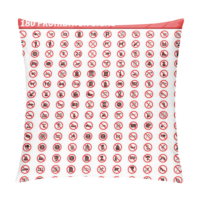 Personality  180 Prohibition Signs Set Vector Pillow Covers