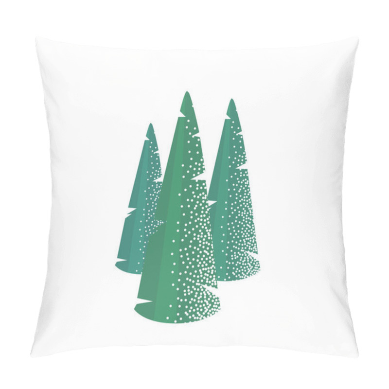 Personality  Fir Tree With Snow Texture. Pine Xmas Vector Illustration Isolated On White Background. Simple Flat Cartoon Green Spruce Plant For Christmas Decorating. Pillow Covers