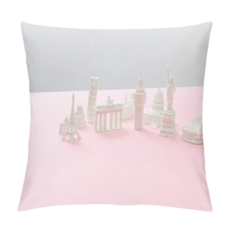 Personality  Souvenirs From Different Countries On Grey And Pink  Pillow Covers