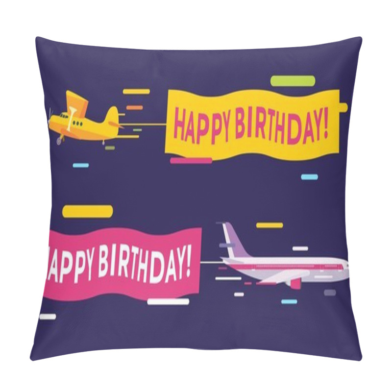 Personality  Plane Flying With Advertising Banners Pillow Covers