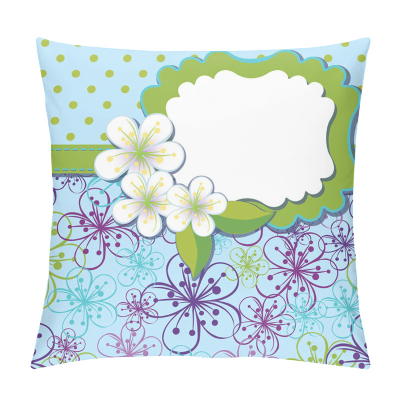 Personality  Spring Design Template.Cherry Flowers Background And Polka Dot Pillow Covers