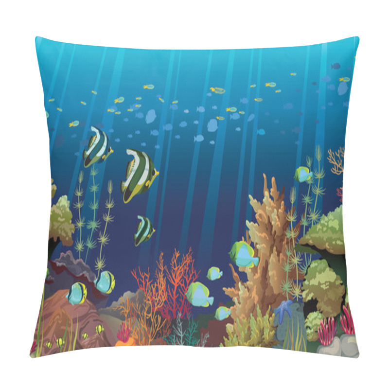 Personality  Coral Reef With Underwater Creatures. Pillow Covers