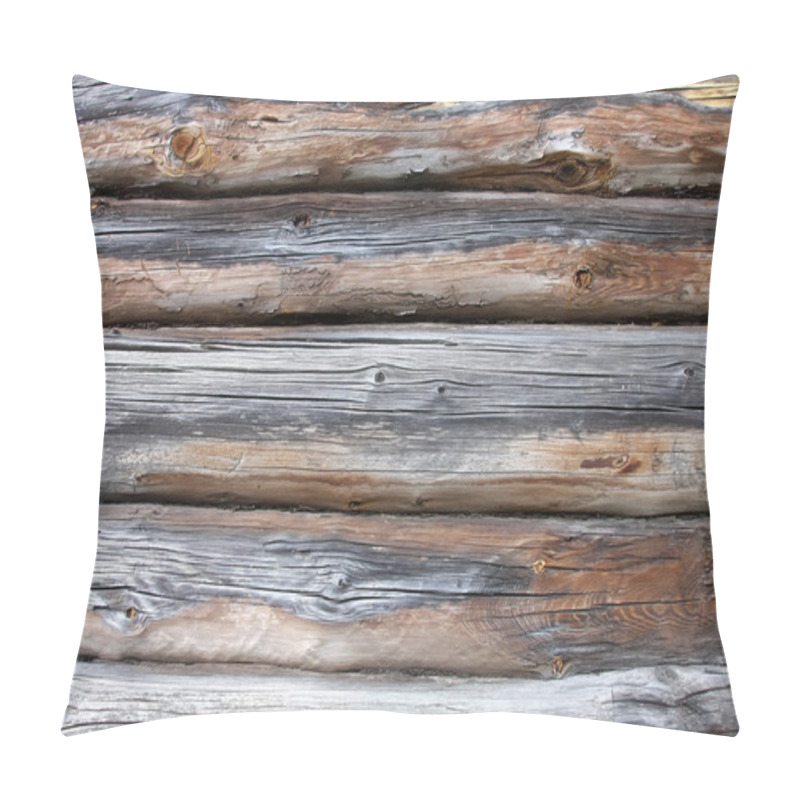 Personality  Piece A Wall In Old House Made Of Logs. Wood Texture Is Seen Distinctly Pillow Covers