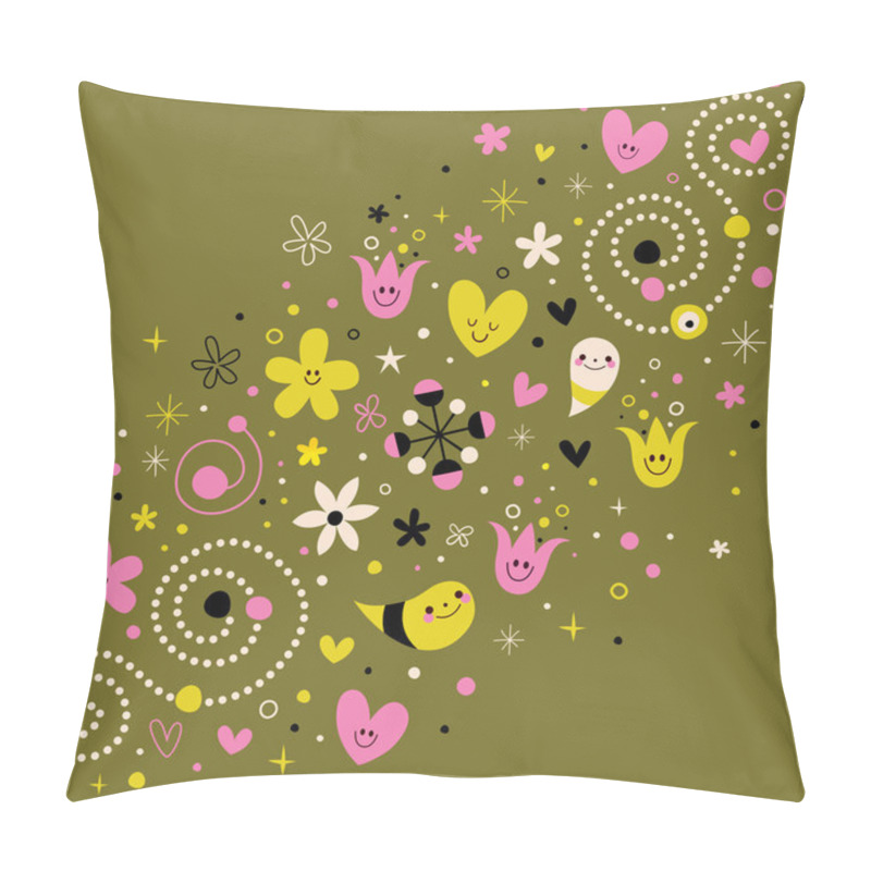 Personality  Nature Love Harmony Retro Abstract Art Vector Illustration Design Elements Pillow Covers