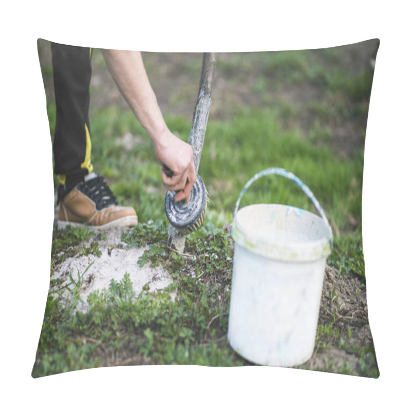 Personality  Spring Whitewashing Of Trees. Protection From Sun And Pests. Ukraine Pillow Covers