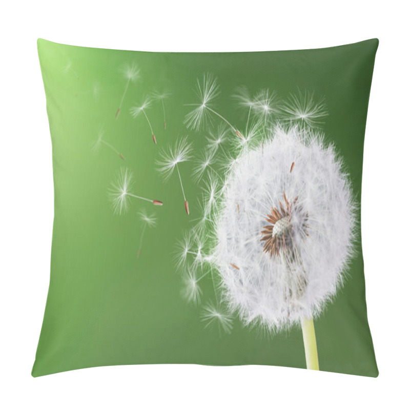 Personality  Dandelion Flying On Green Background Pillow Covers