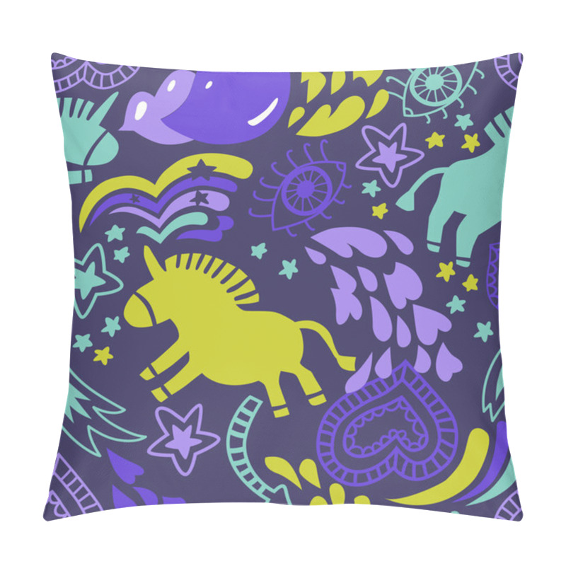 Personality  Seamless Blue Unicorns Pattern Pillow Covers