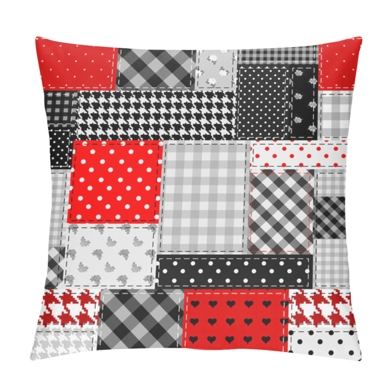 Personality  Patchwork Of Gray And Red Patches. Pillow Covers