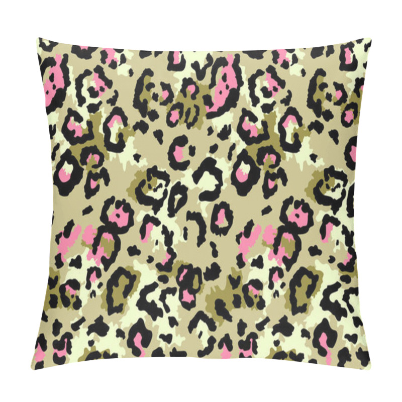 Personality  Seamless Leopard Fur Pattern. Fashionable Wild Leopard Print Background. Modern Panther Animal Fabric Textile Print Design. Stylish Vector Color Illustration Pillow Covers