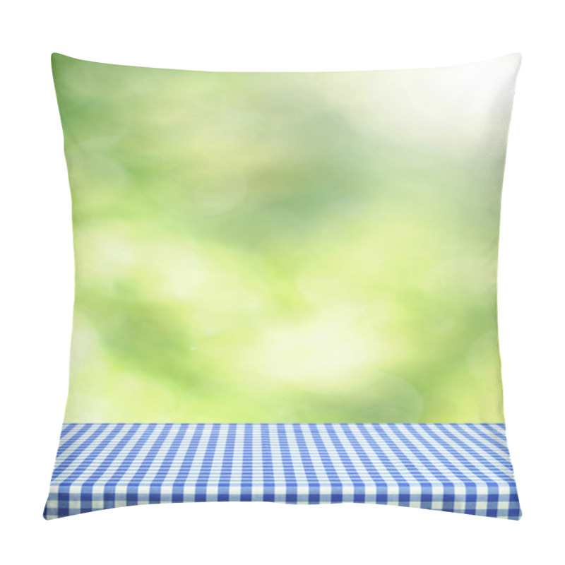 Personality  Empty Table  With Blurred Green Background Pillow Covers