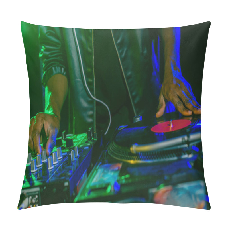 Personality  DJ With Sound Mixer And Vinyl  Pillow Covers