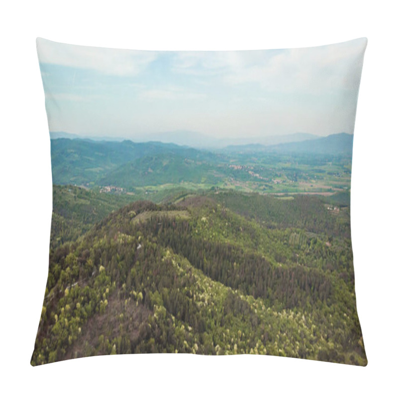 Personality  Aerial View Of Beautiful Green Hills With Trees In Arezzo Province, Italy Pillow Covers