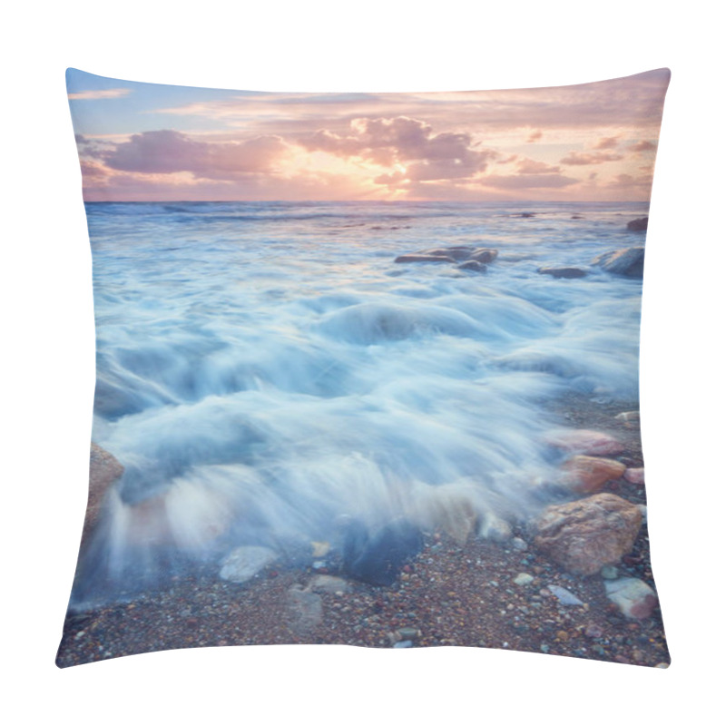 Personality  Beautiful Strong Waves In The Mediterranean Sea Pillow Covers