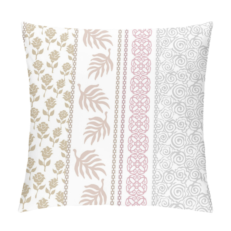 Personality  Set Of Bohemian Borders With Floral Motifs. Pillow Covers