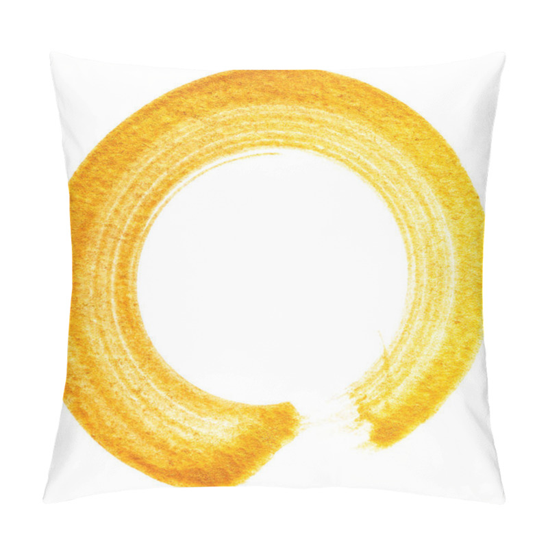 Personality  Isolated On White Background Golden Circle Brush Stroke Pillow Covers