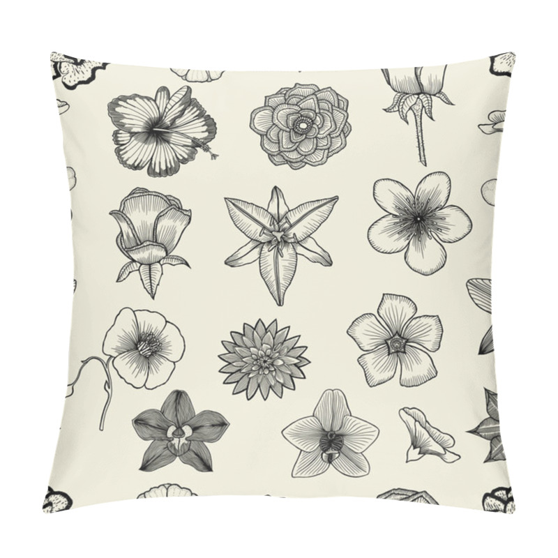 Personality  Doodle Flowers Seamless Pattern Pillow Covers