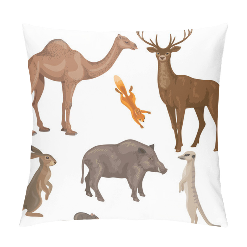 Personality  Animals Of Forest, Desert And Steppe Zones. Pillow Covers