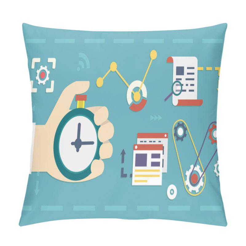 Personality  Vector Flat Concept Of Process Social Media Business And Marketing. Startup, Business Planning And Results Pillow Covers