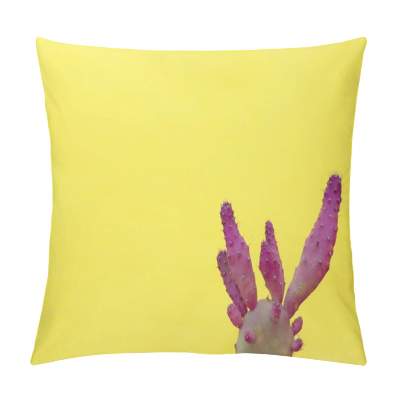 Personality  A Cactus Plant Behind A Yellow Background Pillow Covers