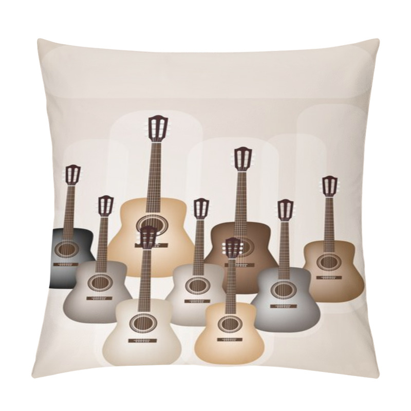 Personality  Beautiful Classical Guitars On Beautiful Brown Background Pillow Covers