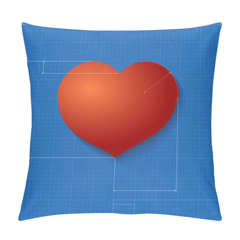 Personality  Heart Symbol Like Blueprint Drawing. Pillow Covers