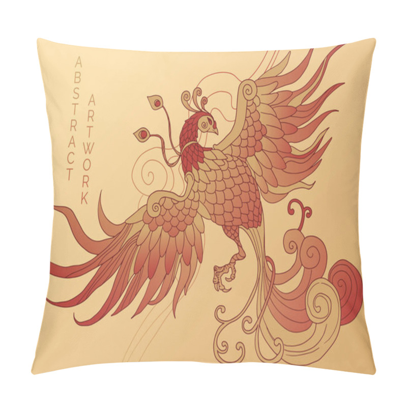 Personality  Abstract Illustration Of Mythological Bird Phoenix Fenghuang Pillow Covers