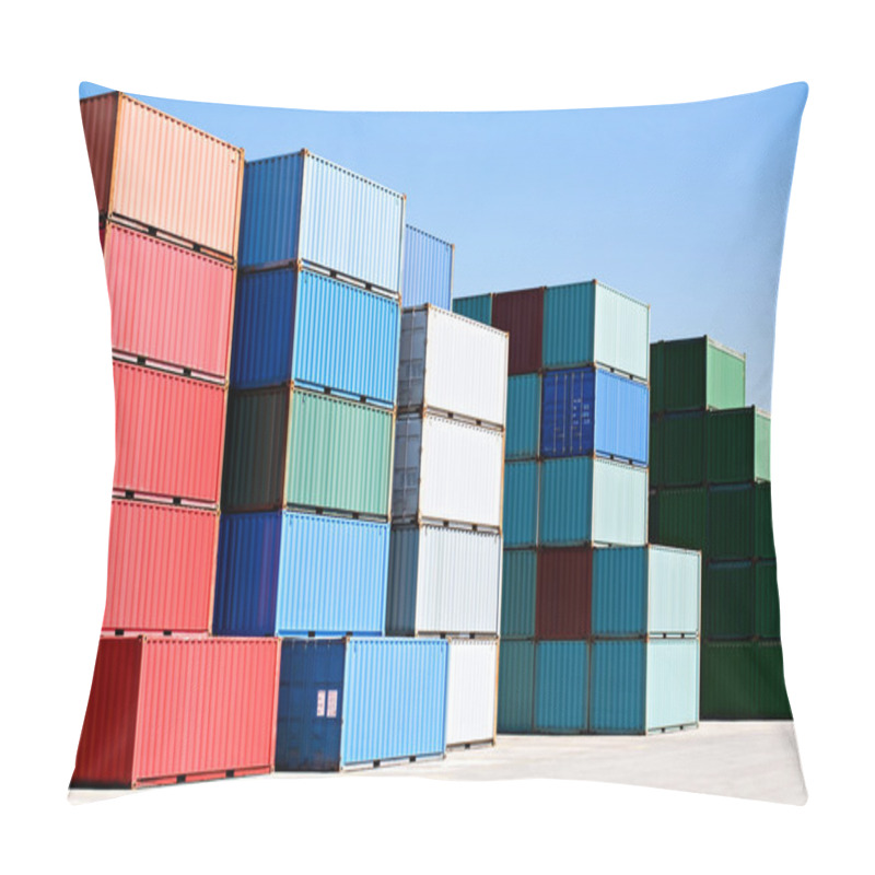 Personality  Cargo Freight Containers At Harbor Terminal Pillow Covers