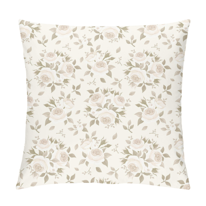 Personality  Seamless Beige Pattern With Roses. Vector Illustration. Pillow Covers