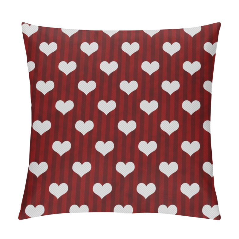 Personality  White Hearts And Red Stripes Textured Fabric Background Pillow Covers