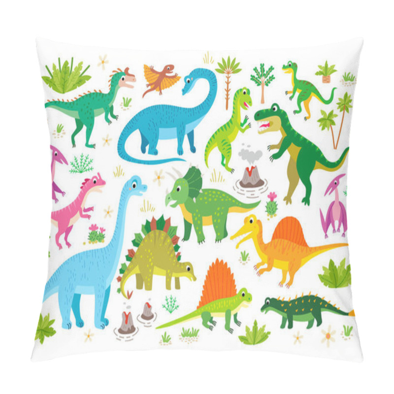 Personality  Cute Flat Dinosaur Set. Cartoon Prehistoric Lizard Pillow Covers