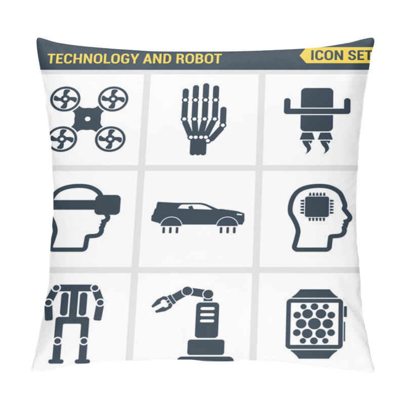 Personality  Icons Set Premium Quality Of Future Technology And Artificial Intelligent Robot. Modern Pictogram Collection Flat Design Style Symbol Collection. Isolated White Background. Pillow Covers