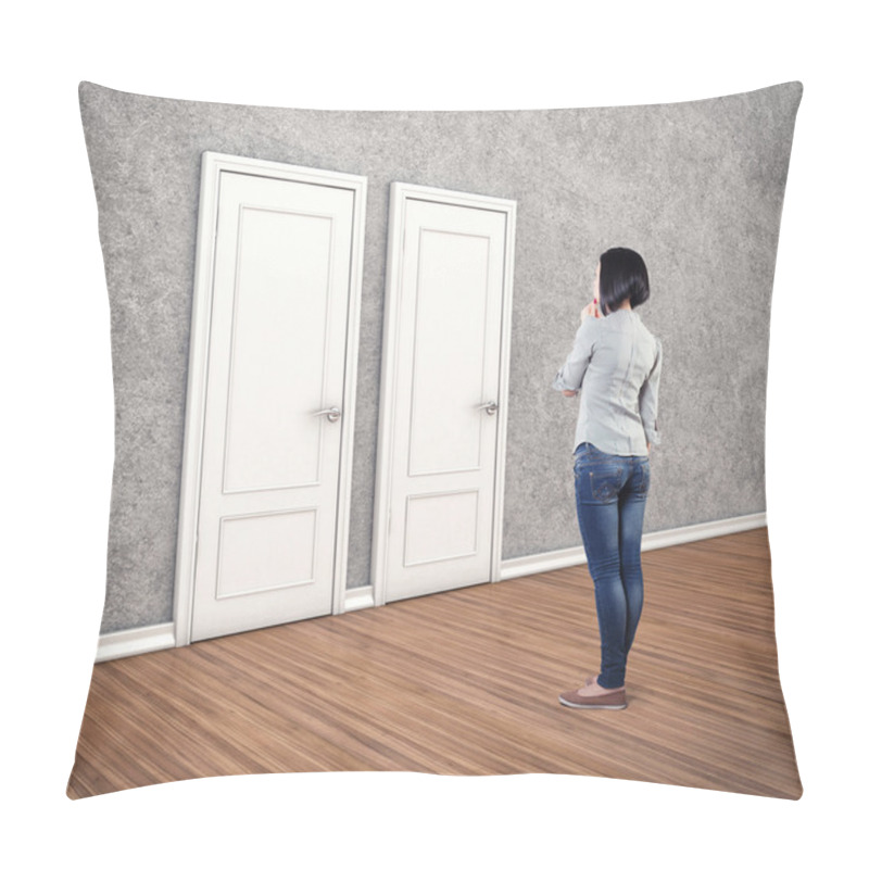 Personality  Girl Before A Doors Pillow Covers