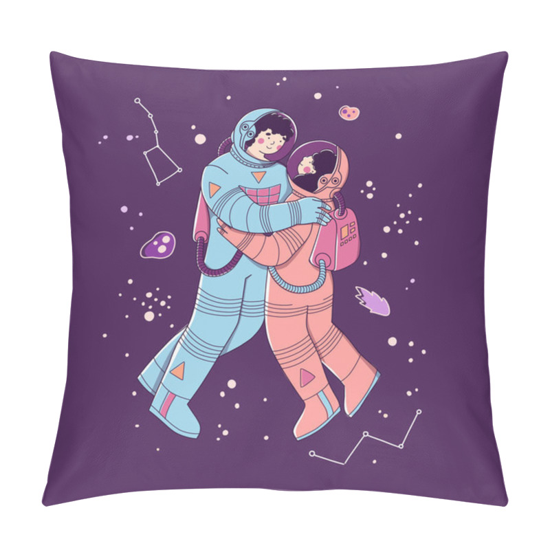 Personality  Lovers In Space Suits, In Space. Space Tourism, Exploration, Flight To Mars. Pillow Covers