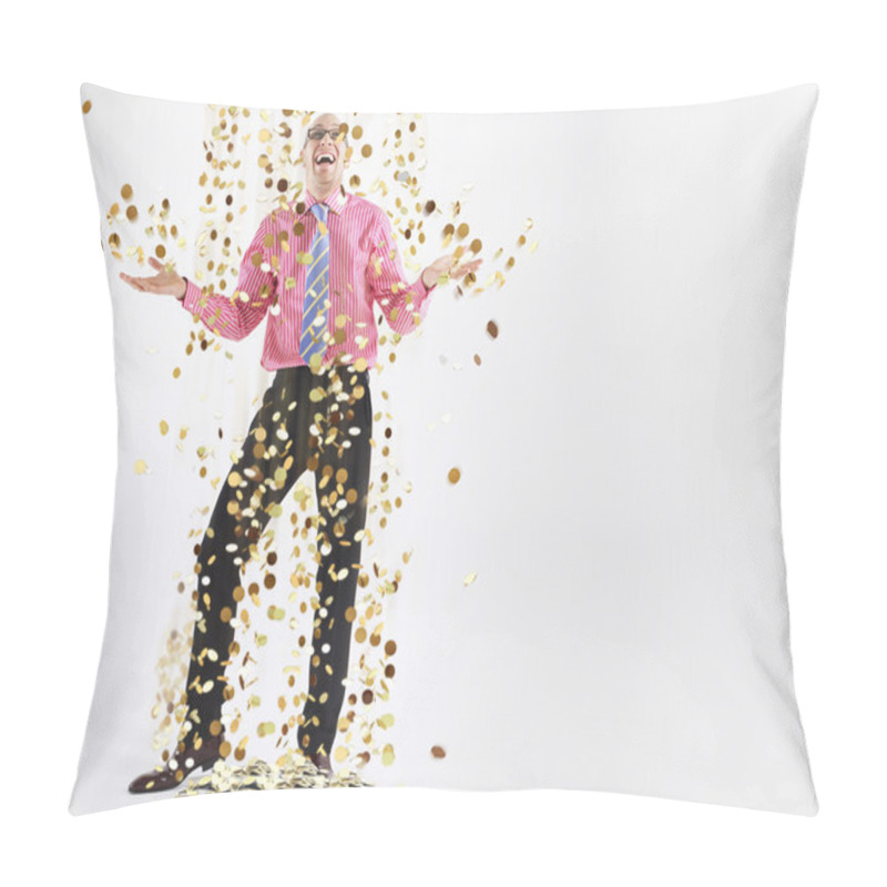 Personality  Man Laughing With Coins Falling Pillow Covers