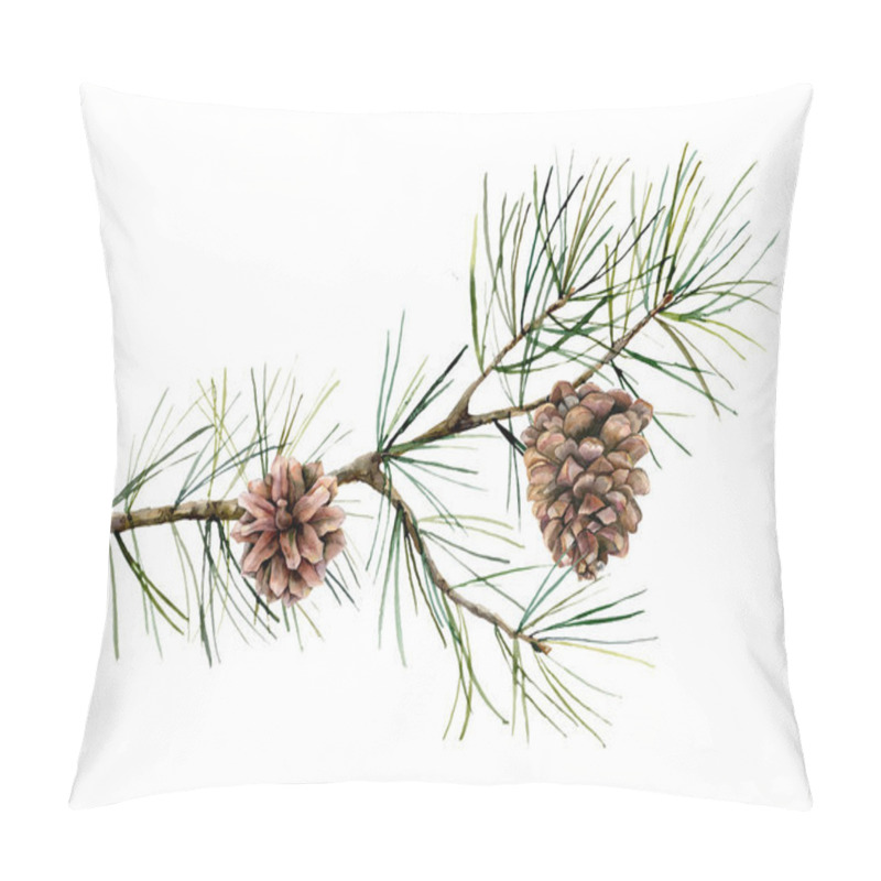 Personality  Watercolor Botanical Set With Pine Branches And Cones. Hand Painted Winter Holiday Plants Isolated On White Background. Floral Illustration For Design, Print, Fabric Or Background. Pillow Covers